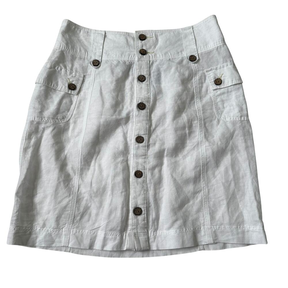 Columbia White Linen Blend Cargo Skirt Women's Size 4 | 71-45
